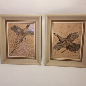 Vintage Jay Garbutt Wild Turkeys in the Wild Art PAIR